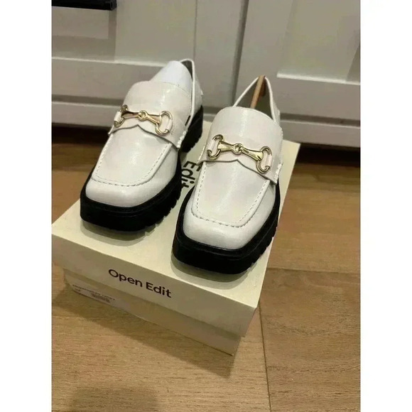 Open Edit Shoes - Open Edit Nordstrom Heather Platform Bit Loafer (Women) Ivory leather size 7 New